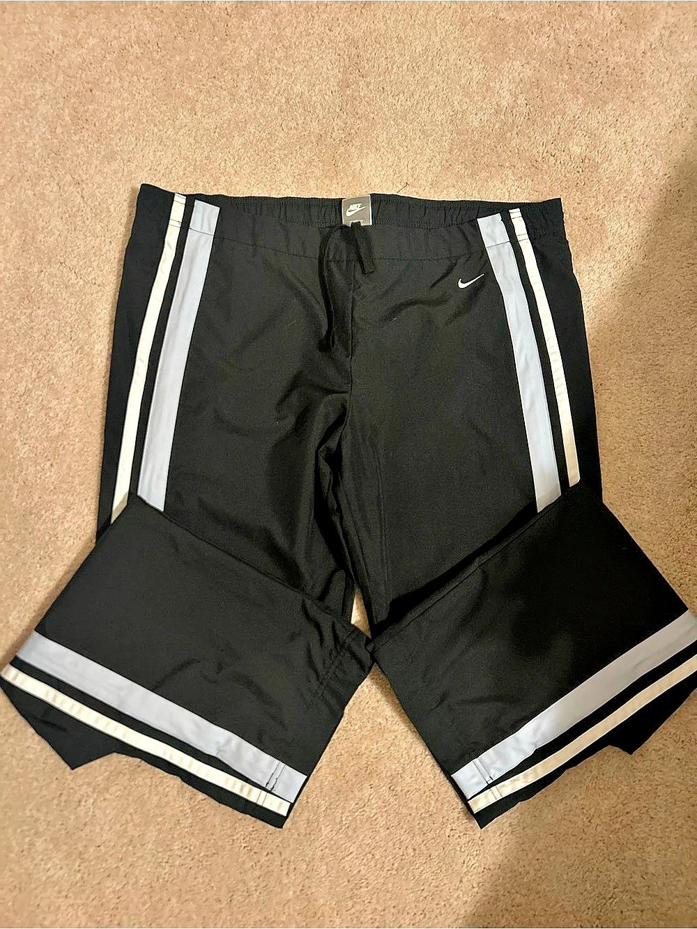 Nike Striped Athletic Pants Black & White Size Large